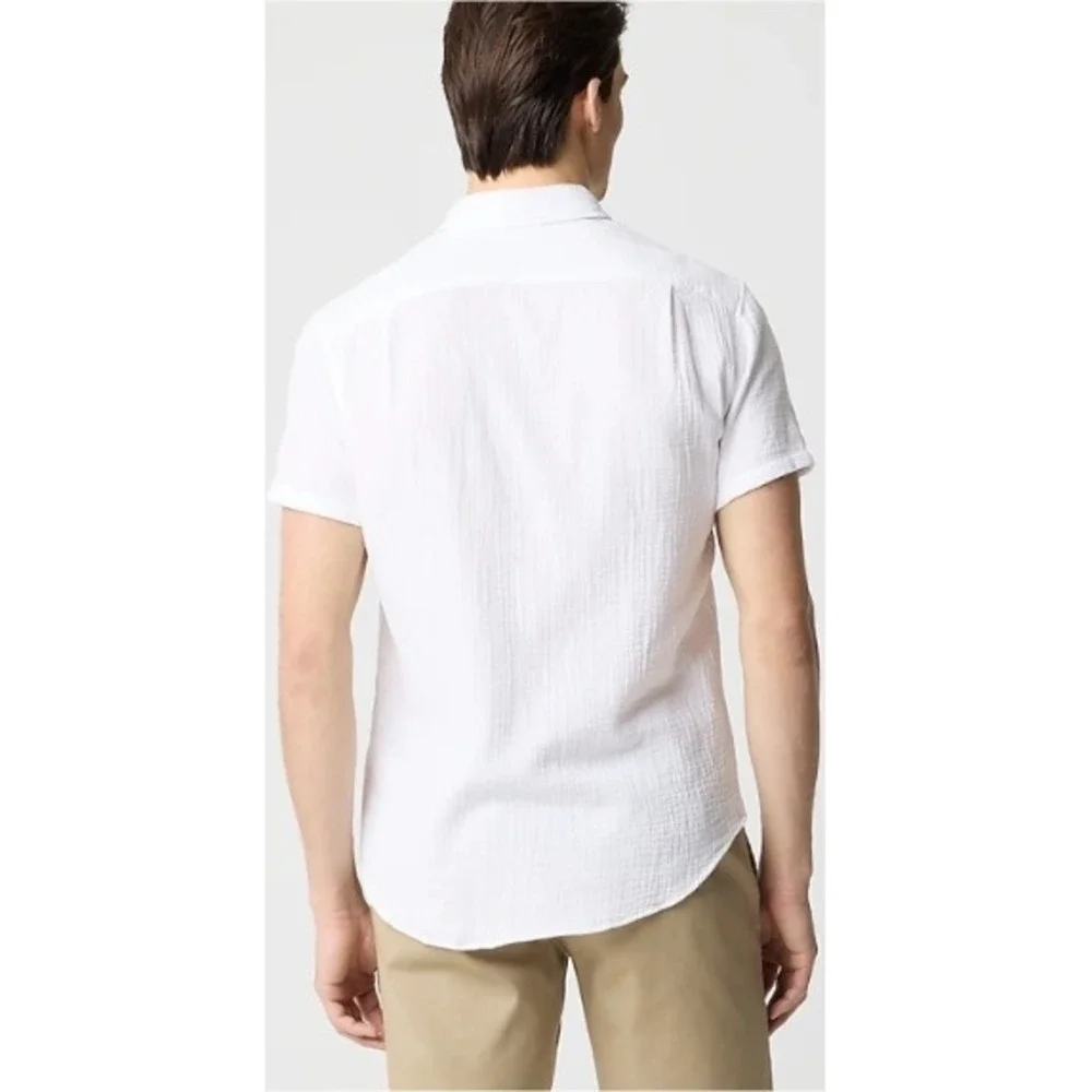 J. Crew Mens White Short Sleeve Button Down Shirt Small‎ Cotton Gauze NWOT